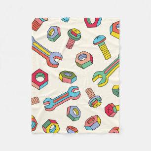 Washers and screws seamless pattern fleece blanket