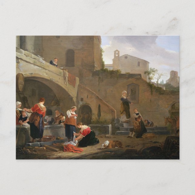 Washerwomen by a Roman Fountain Postcard (Front)