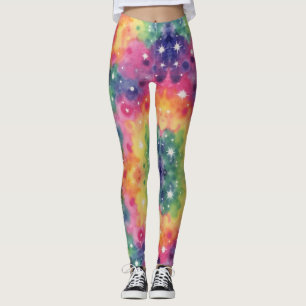 Washes of Pink Orange Yellow Green Galaxy Leggings