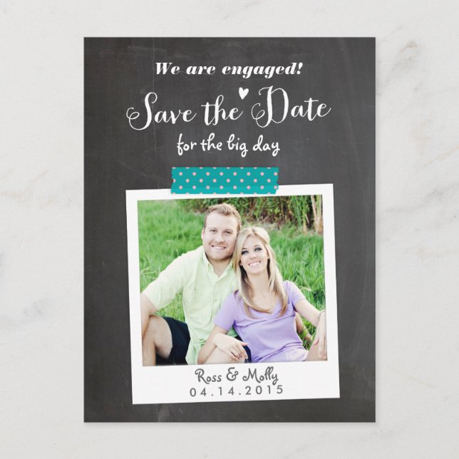Washi Taped Save the Date Postcard (Front)