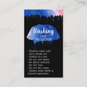 Washing Care Instruction black Business Card