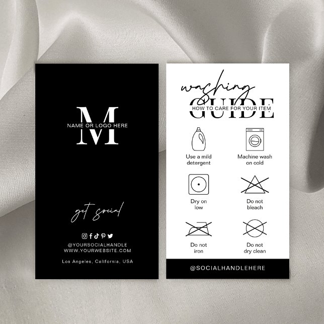 Washing Care Instructions Minimalist Logo Clothing Business Card (Creator Uploaded)