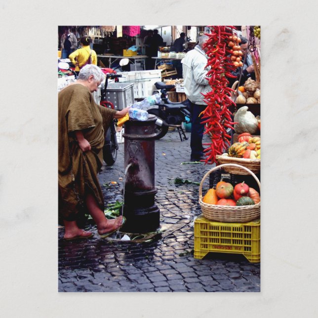 washing feet in market postcard (Front)