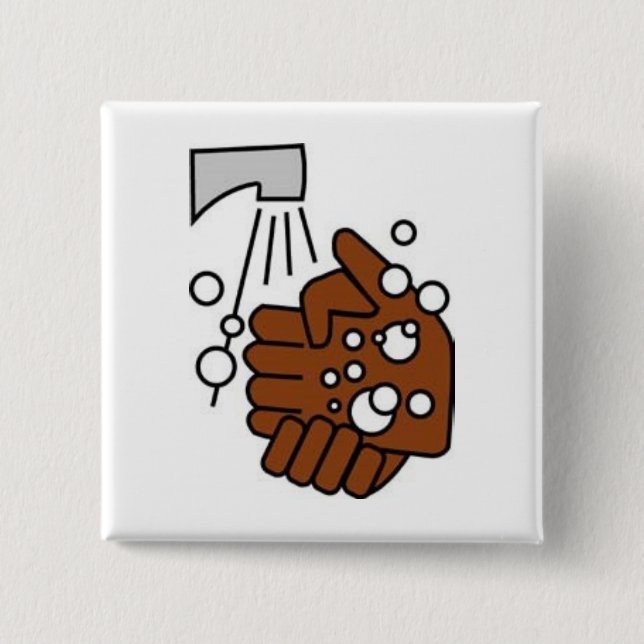 Washing Hands 15 Cm Square Badge (Front)