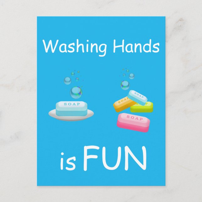 Washing Hands is FUN Corona Virus Safety Cute Postcard (Front)