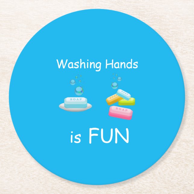 Washing Hands is FUN Virus Prevention Cute Round Paper Coaster (Front)