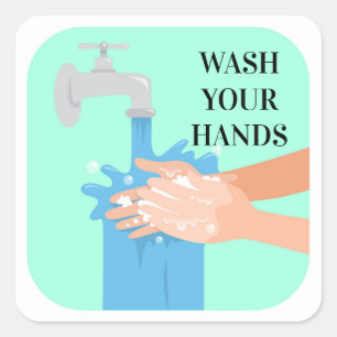 Washing Hands With Soap Square Sticker