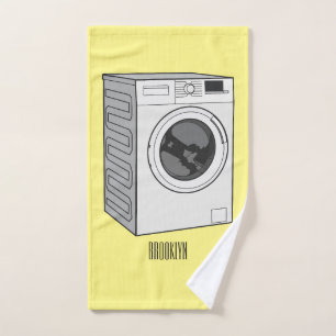 Washing machine cartoon illustration  bath towel set