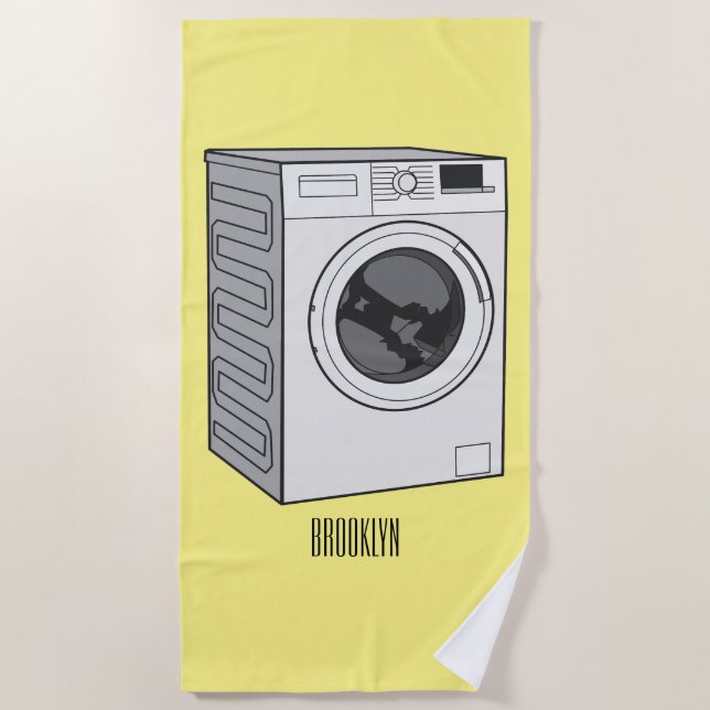 Washing machine cartoon illustration  beach towel (Front)