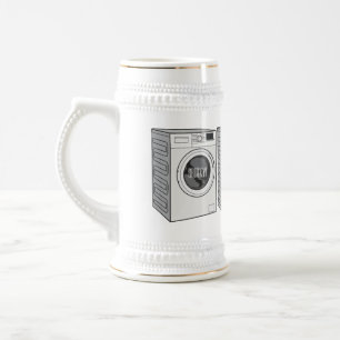Washing machine cartoon illustration beer stein