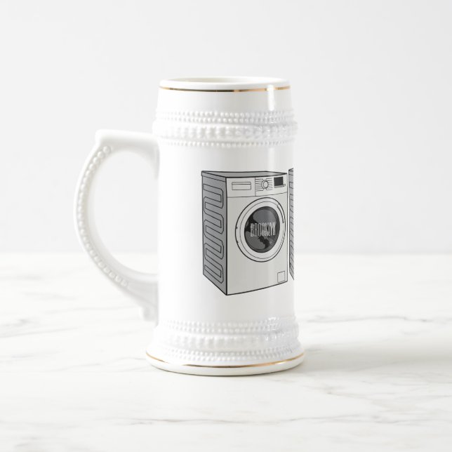 Washing machine cartoon illustration  beer stein (Left)