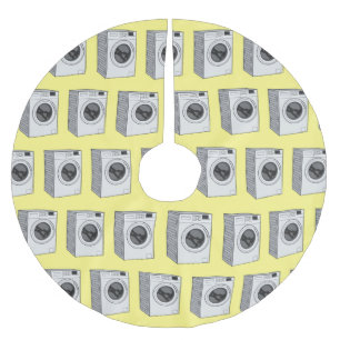 Washing machine cartoon illustration brushed polyester tree skirt