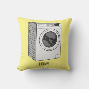 Washing machine cartoon illustration cushion