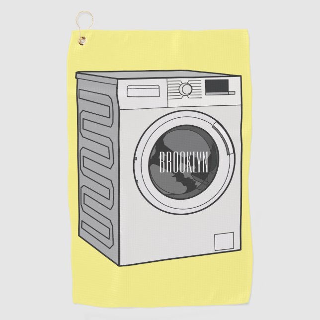 Washing machine cartoon illustration  golf towel (Front)