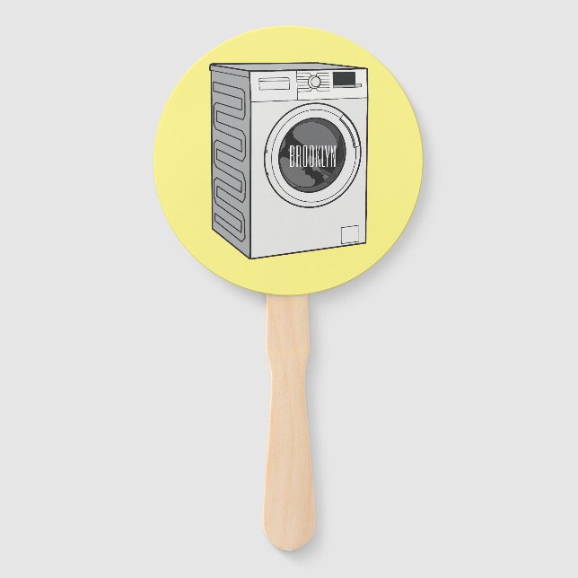 Washing machine cartoon illustration  hand fan (Front)