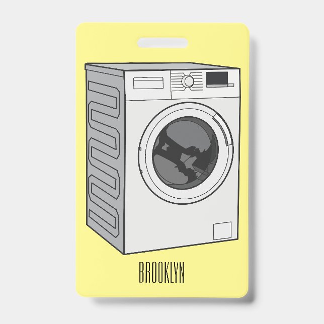 Washing machine cartoon illustration  ID badge (Front)