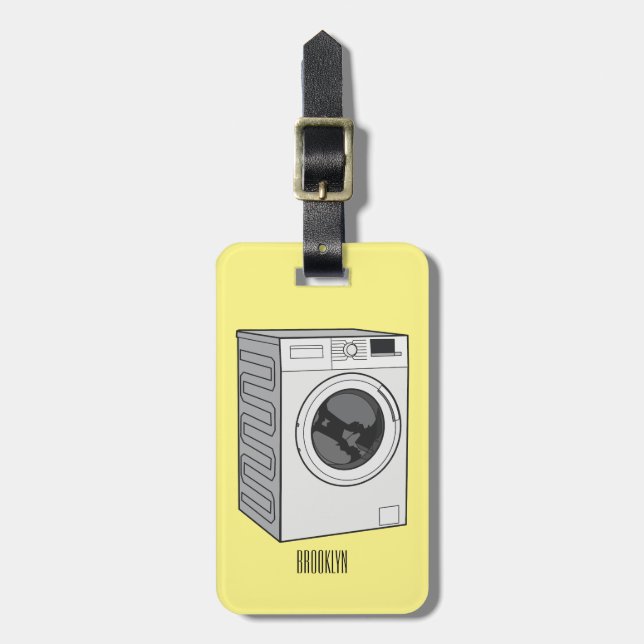 Washing machine cartoon illustration  luggage tag (Front Vertical)