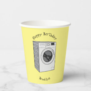 Washing machine cartoon illustration paper cups
