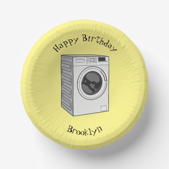 Washing machine cartoon illustration paper plate (Front)