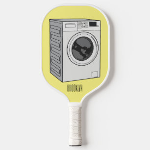 Washing machine cartoon illustration  pickleball paddle