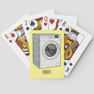 Washing machine cartoon illustration  playing cards