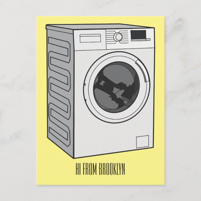 Washing machine cartoon illustration  postcard (Front)
