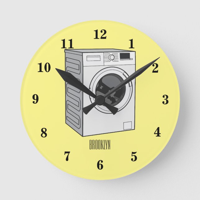 Washing machine cartoon illustration  round clock (Front)