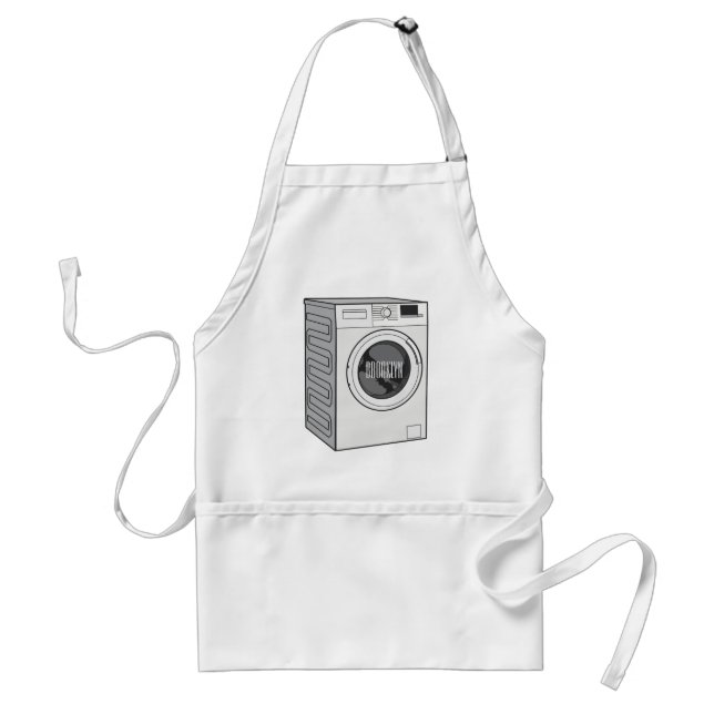 Washing machine cartoon illustration  standard apron (Front)