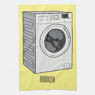 Washing machine cartoon illustration  tea towel