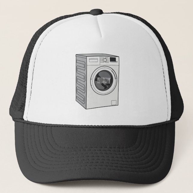 Washing machine cartoon illustration  trucker hat (Front)