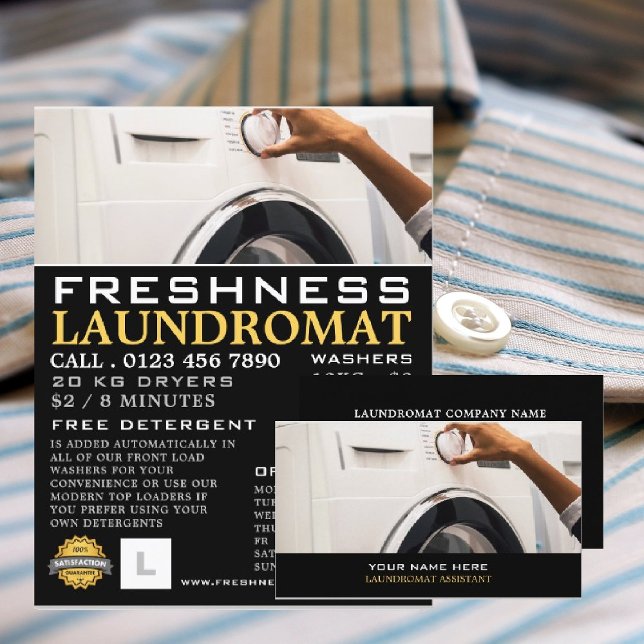 Washing Machine, Laundromat, Cleaning Service Business Card (Creator Uploaded)