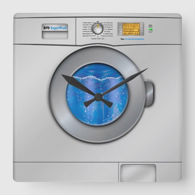 Washing Machine Square Wall Clock (Front)