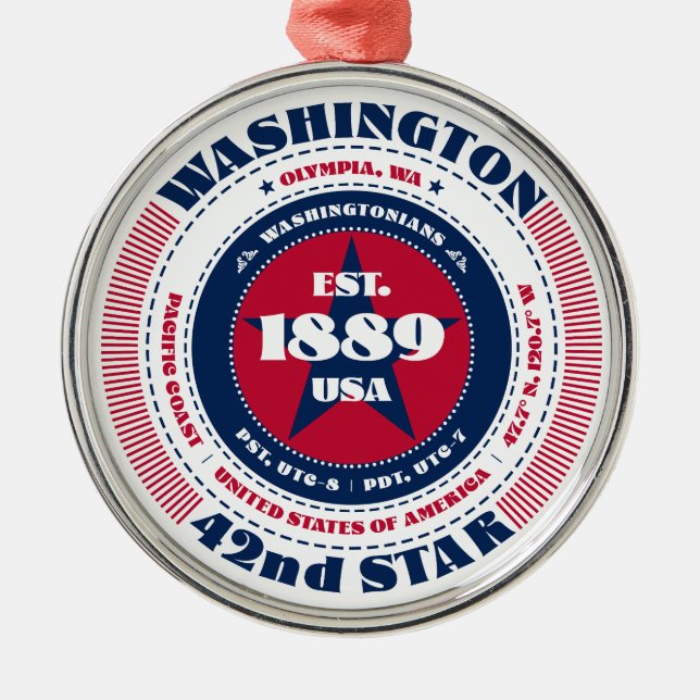 Washington 42nd State Christmas Ornament (Front)