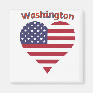Washington American Flag Heart Magnet