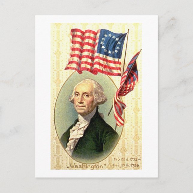 Washington and Flags Postcard (Front)