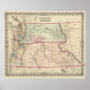 Washington and Oregon and Idaho and Montana Poster