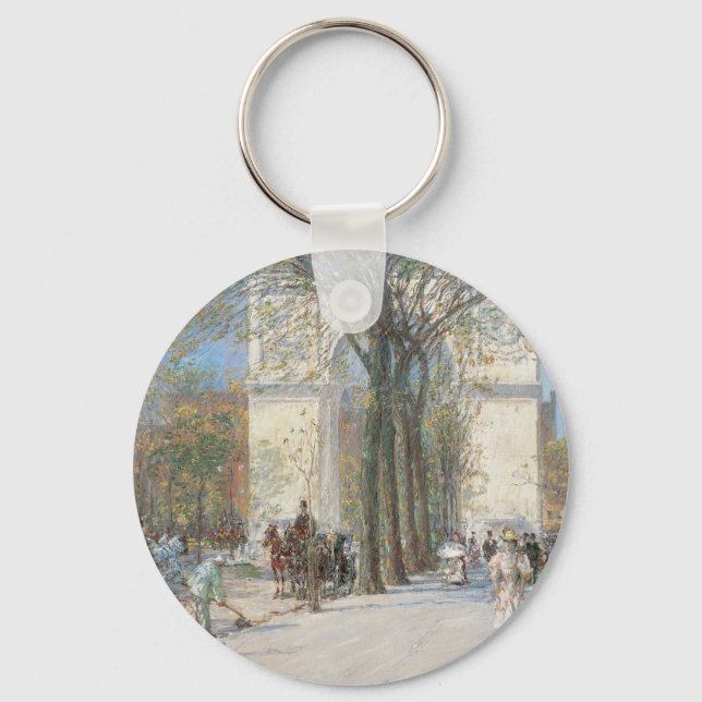 Washington Arch, Spring by Frederick Childe Hassam Key Ring (Front)