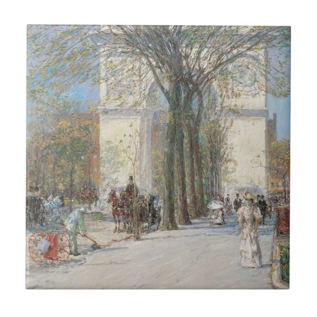 Washington Arch, Spring by Frederick Childe Hassam Tile (Front)