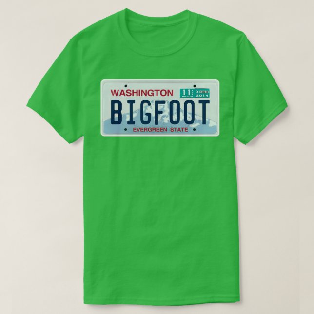 Washington Bigfoot License Plate T-Shirt (Design Front)
