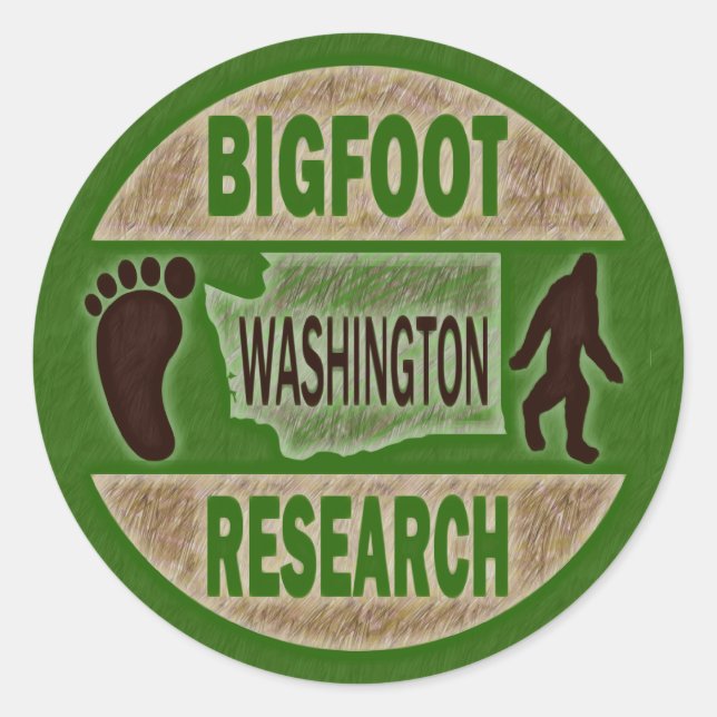 Washington Bigfoot Research Classic Round Sticker (Front)