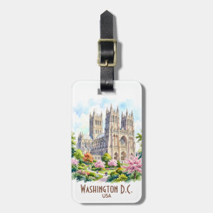 Washington Cathedral Religious Watercolor Custom Luggage Tag