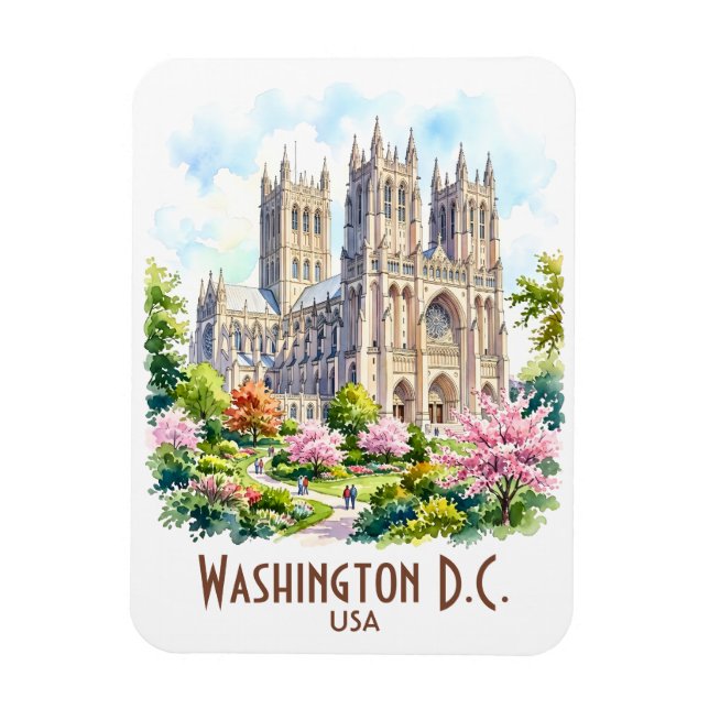 Washington Cathedral Religious Watercolor Custom Magnet (Vertical)