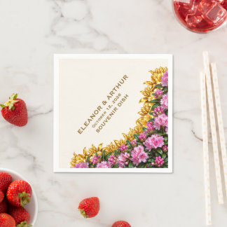 Washington Coast Rhododendron Wedding Napkin