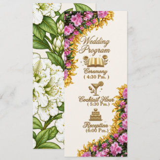 Washington Coast Rhododendron Wedding Program Card