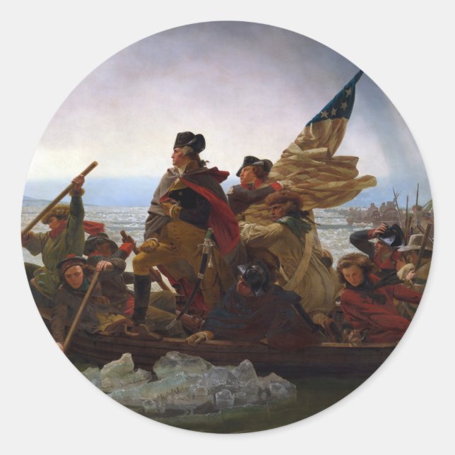 Washington Crossing the Delaware by Emanuel Leutze Classic Round Sticker (Front)