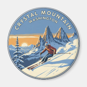 Washington Crystal Mountain Skier Skiing Magnet