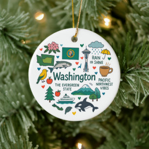 Washington Custom Family Trip Christmas Ceramic Tree Decoration