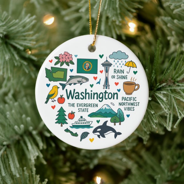 Washington Custom Family Trip Christmas Ceramic Tree Decoration (Tree)