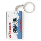 Washington custom license plate keychain