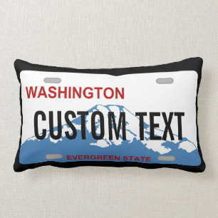 Washington custom license plate pillow